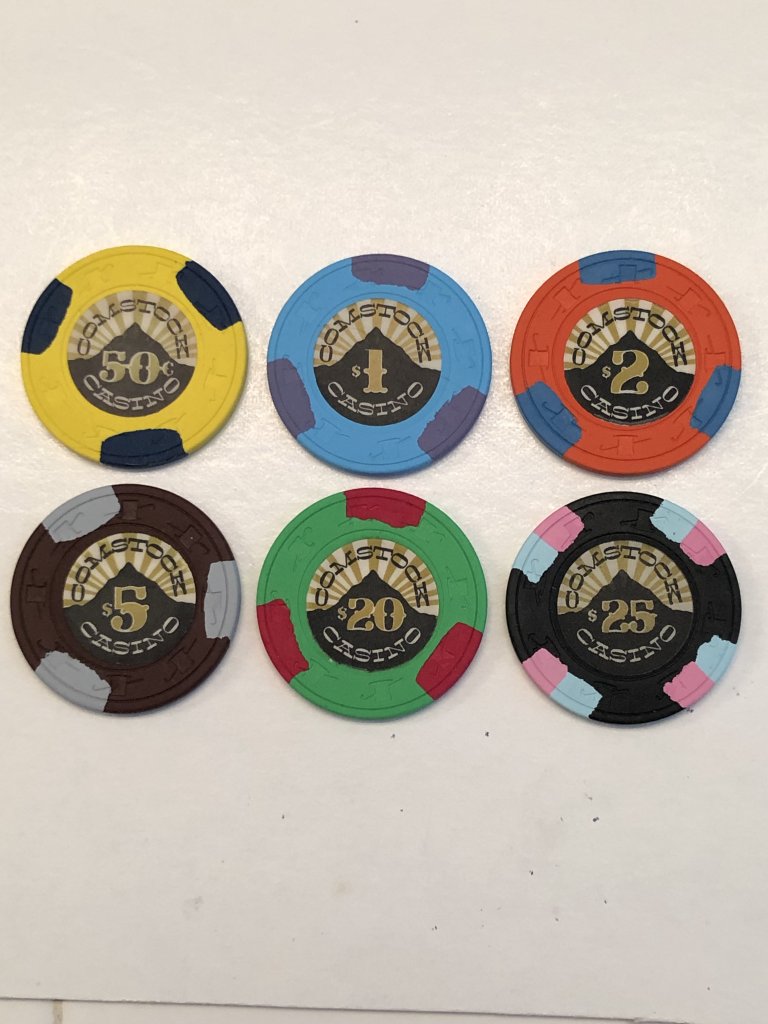 Auction - 6 Chip Set - Paulson - Inlay - Comstock Casino - Santa Clara ...