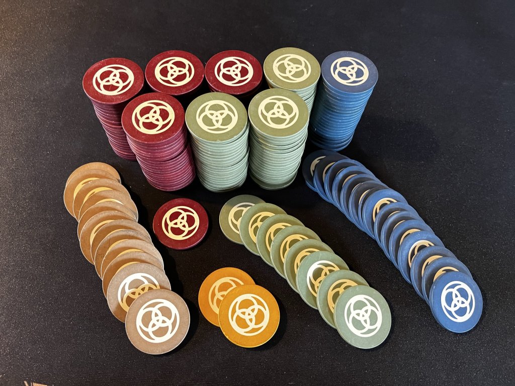 SOLD - 198 Rare Vintage Clay Poker “Paranoid” Inlaid Chips - 3 Ring  “Champion” Design | Poker Chip Forum