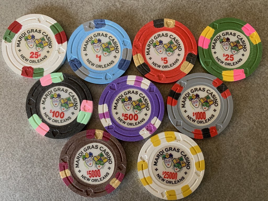 SOLD - Mardi Gras sample set | Poker Chip Forum