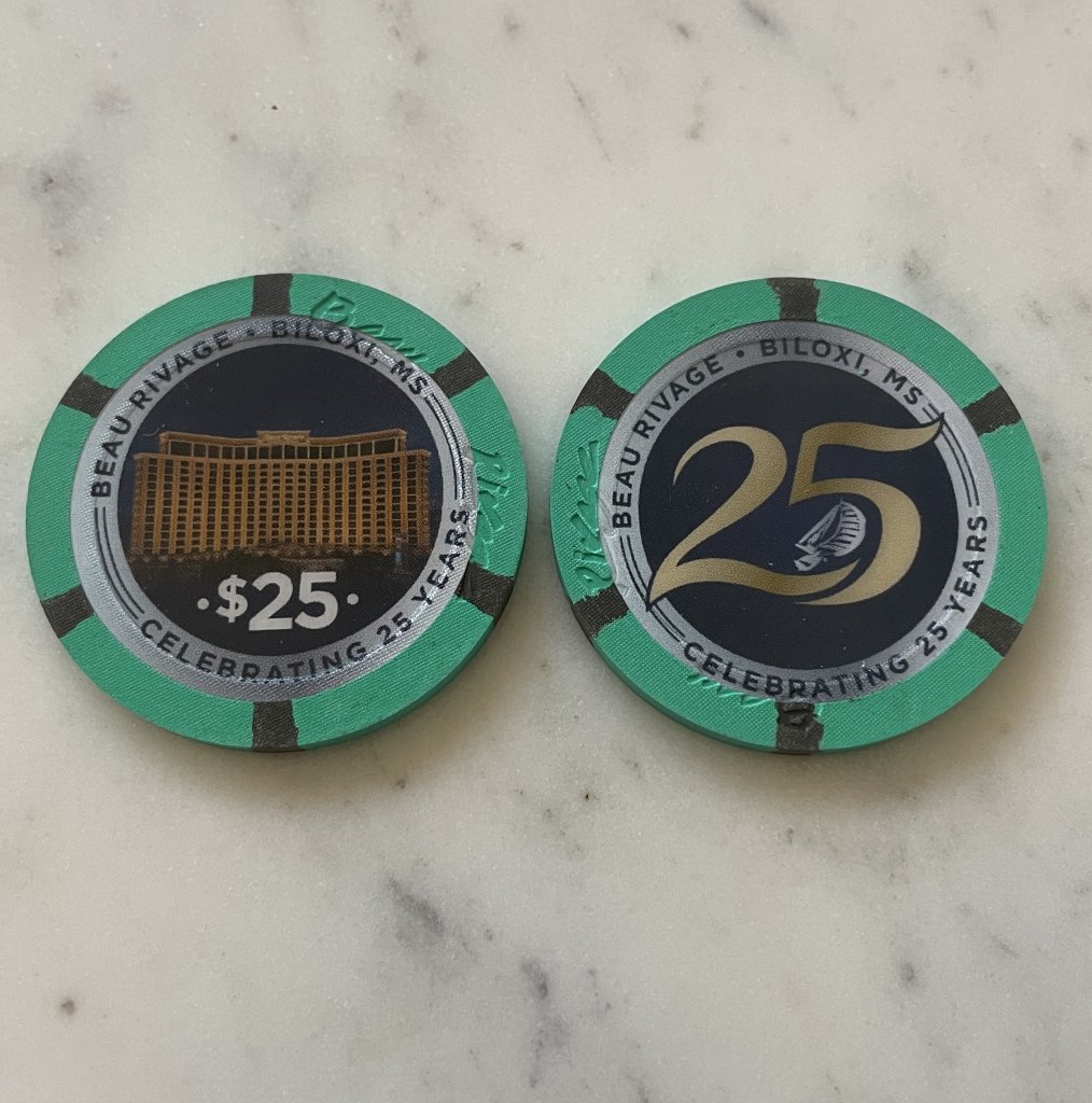 For Sale Two singles Beau Rivage 25th Anniversary Poker Chip Forum