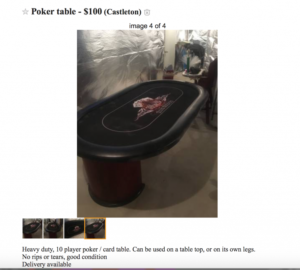 Not Mine - Craigslist: Albany NY Poker table | Poker Chip Forum