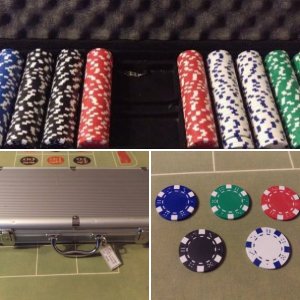 500 Dice Roulette Poker Blackjack 11.5 oz Chips in Metal Case with Keys No Dice or Cards